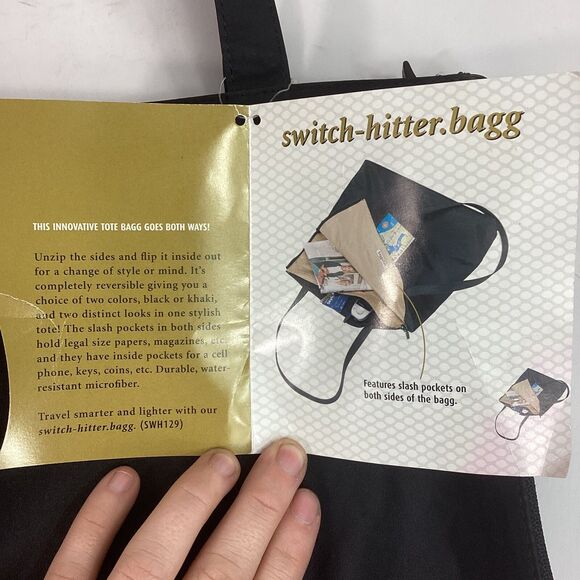 Baggallini Switch Hitter - Black Or Tan - Reversible Tote Bag - New With Tags! - Picture 7 of 7